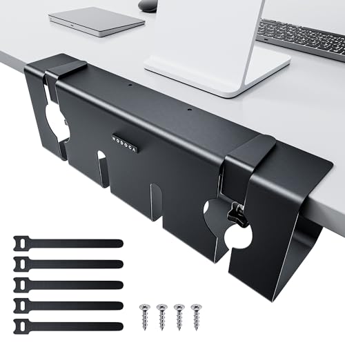 NODOCA No Drill Under Desk Cable Management Tray, 17'' Wire Management, Punch-Free Clamp on, Metal Cable Tray, Wire Organizer Under Desk, Under Desk Basket for Office and Home, Black - color: Black, size: 【Clip-on】17''×1pc