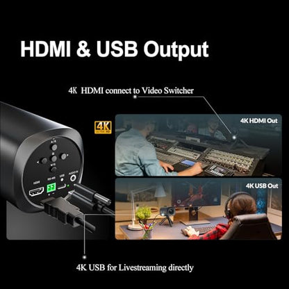 AVMATRIX FHD 4K Webcam with 1/1.28" Sensor, 10X Optical Zoom 75.4° Wide Angle ToF Auto Focus Streaming Camera with USB3.0 & HDMI Out Work with OBS Zoom Teams YouTube/Twitch/Facebook EGALE T10-4K