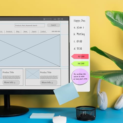 Magnetic Monitor Memo Board, Acrylic Message Reminder Board for Moniter Side, Office Desk Accessories for Women Men, Computer Sticky Note Holder Home Office Memo Holder, White, XL - style: 13.2" X 3.3"-White-1Pack