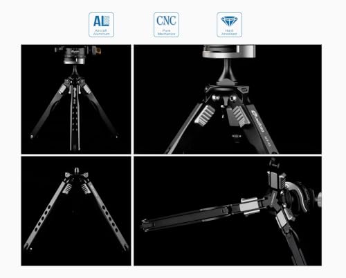 Leofoto MT-03 Tabletop Tripod, Aluminum Mini Tripod, 2 Leg Sections, Foldable Leg, Portable and Compact, 1/4" Mounting Stud and Accessories Thread (MT-03) - style: MT-03