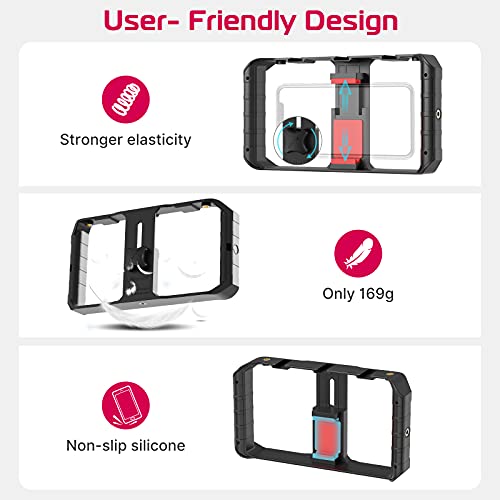 ULANZI U Rig Pro Smartphone Video Rig, Filmmaking Vlogging Case, Phone Video Stabilizer Grip Tripod Mount for Videomaker Film-Maker Video-grapher with Cold Shoe Mount for iPhone Samsung and More - color: Black