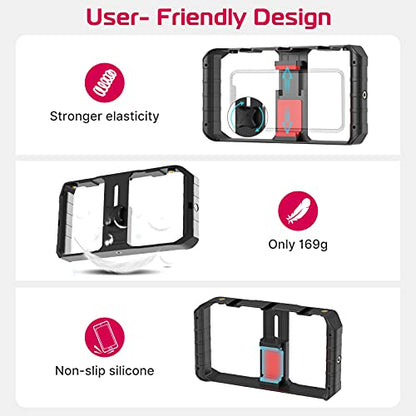 ULANZI U Rig Pro Smartphone Video Rig, Filmmaking Vlogging Case, Phone Video Stabilizer Grip Tripod Mount for Videomaker Film-Maker Video-grapher with Cold Shoe Mount for iPhone Samsung and More - color: Black