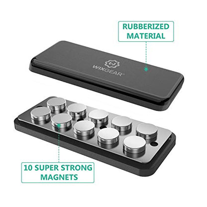 Magnetic Phone Car Mount, Universal Stick On Rectangle Flat Dashboard Magnetic Car Mount Holder, for Cell Phones and Mini Tablets -Extra Strong with 10 Magnets!
