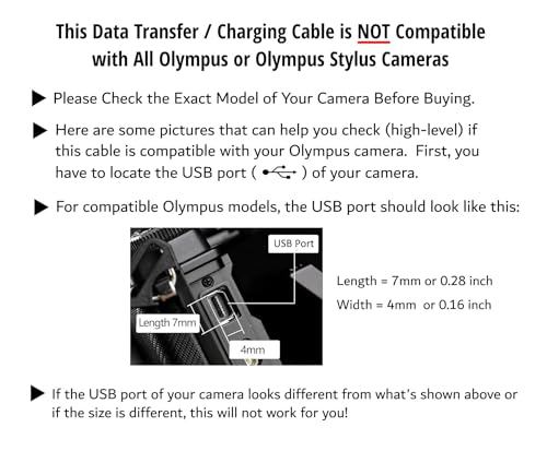 ienza USB Data File Picture Transfer Charger Charging Wire Cord Cable CB-USB5 USB6 USB8 for Olympus Tough TG-830 TG-630 TG-860 TG-870 & Select Stylus (See Product Details & Pictures Before Buying)