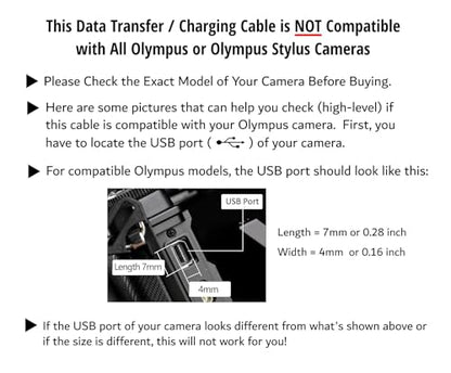 ienza USB Data File Picture Transfer Charger Charging Wire Cord Cable CB-USB5 USB6 USB8 for Olympus Tough TG-830 TG-630 TG-860 TG-870 & Select Stylus (See Product Details & Pictures Before Buying)