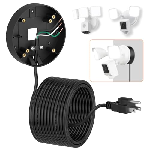 2in1 Power Adapter and Floodlight Cam Plug-in Mount Compatible with Wyze Floodlight Cameras v2/Pro/v1, Electrical Box with 20ft Weather-Resistant Outdoor Charging Cable, No Junction Box Required-Black - color: Black