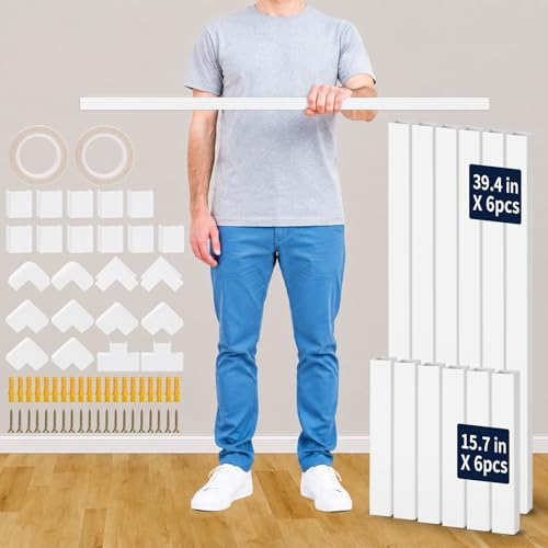 330in Cord Hider Kit – 6 Long 39.4" + 6 Short 15.7" White Cable Raceway, Wall Mount TV Wire Cover, Paintable, Easy Install Cord Concealer, Wire Management for Home & Office - size: 330in L x 0.95in W x 0.55in H