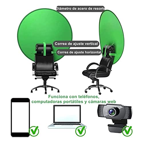 142cm Round Green Screen Backdrop Portable Pop Up Green Screen with Thicker Frame for Video Conference Live Stream Chair Background