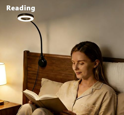 Suction Cup LED Desk Lamp for Computer Monitor, 3 Modes 10 Brightness, 7W USB Adapter, Flexible Gooseneck Ring Light for Desk, Fill Light, Office Home, Bedside, Reading, Study, Workbench, Black - size: 3.54IN
