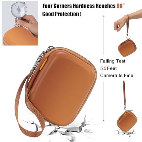 Cwatcun Carrying & Protective Case for Digital Camera, Small Camera Pouch for AbergBest 2.7" LCD Kodak Pixpro/Canon PowerShot ELPH 180/190 / DSCW830 Travel Cameras, Water-resistant Case -BROWN - color: Brown