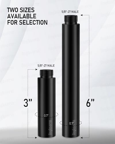6-INCH Mic Stand Extension Tubes/Rods Parts (2PCS), Universal 5/8-27" Thread, Fits Most Mic Booms, Gooseneck Arms, Bases - KE26XL - size: 6-INCH 2PCS