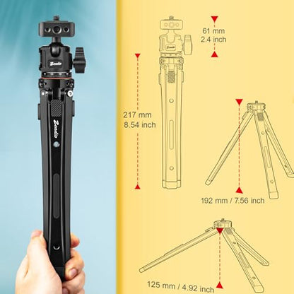 Zeadio Universal Heavy Duty Metal Tripod Kit-with 360° Ball Head, Phone Holder & Action Camera Adapter, Phone/Camera Stand for Filming, YouTube, Vlogs, Travel, Other Outdoor Events etc - style: Dual Cold-shoe Ball Head