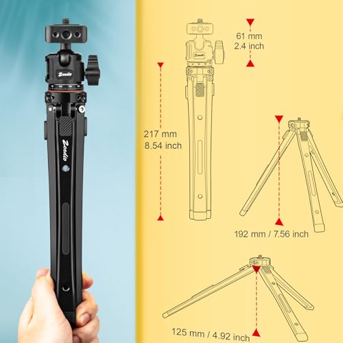 Zeadio Universal Heavy Duty Metal Tripod Kit-with 360° Ball Head, Phone Holder & Action Camera Adapter, Phone/Camera Stand for Filming, YouTube, Vlogs, Travel, Other Outdoor Events etc - style: Dual Cold-shoe Ball Head