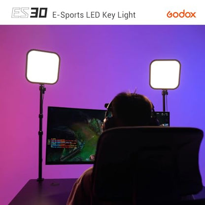 Godox ES30 Key Light, 2250Lumens Desk Light for Streaming with Extendable Desk Stand, 0-100% Brightness & 2800-6500k Color Temperature APP Control, Soft Light Panel for Streaming, Zoom Calls, YouTube