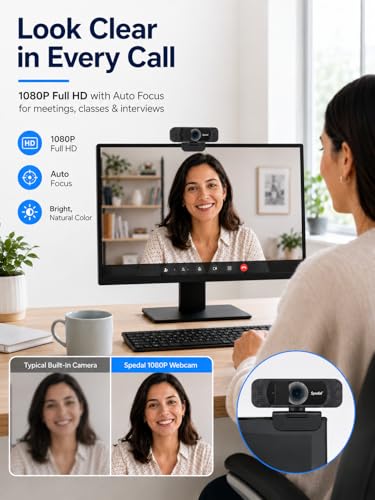 1080P Webcam with Microphone, USB HD Web Camera for Laptop Desktop Computer PC Mac, Wide-Angle Webcam with Auto Light Correction, Plug and Play Camera for Zoom