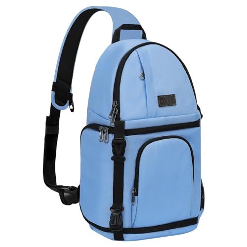 MOSISO Camera Sling Bag, DSLR/SLR/Mirrorless Camera Case Shockproof Photography Camera Backpack with Tripod Holder & Removable Modular Inserts Compatible with Canon/Nikon/Sony/Fuji, Cerulean Blue - color: Cerulean Blue