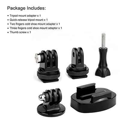 Quick Release Tripod Mount Adapter and Cold Shoe to Tripod Mount Convertor Accessories Kit for GoPro Hero 13 12 11 10 9 8 7 6 5 4 3 DJI OSMO SJCAM Xiaoyi and Most Action Cameras