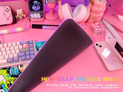 JMIYAV Pink RGB Gaming Mouse Pad 31.5x12 Inch PC XL Large Extended Glowing Led Light Up Desk Pad Non-Slip Rubber Base Computer Cute Mousepad Mat Desk Accessories Gaming Setup 377 - color: Neon Neko