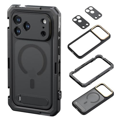 SMALLRIG Mobile Video Cage for iPhone 17 Pro Max, Flagship Edition | with Phone Case/TPU Soft Frame/T-Mount/ 17mm Threaded Lens Backplate, for Videography Recording Vlog - style: Flagship Cage