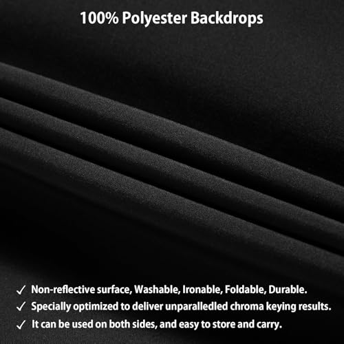 UTEBIT 10X10 FT Black Backdrop Background for Photography (Backdrop Only) | Thick Polyester Fabric Photo Back Drop Curtain Screen, Photographic Studio Photo Backgrounds for Portraits Party Video Studio