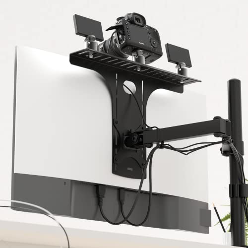 HumanCentric DSLR Monitor Mount Large, Desk Camera Mounting, Light Webcam, Microphone Shelf for Monitor VESA Arm, Replace Clamp Tripods, 100x100mm Patterns, Aluminum, Hardware Included - size: Large Shelf