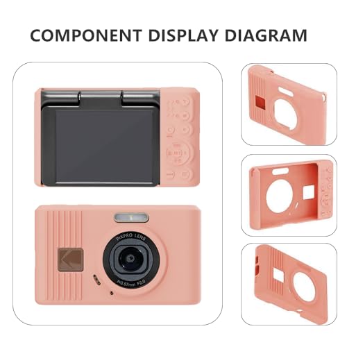 Case for Kodak PIXPRO C1 accessories,Soft Silicone Protective Case,Comes with 2 Screen Protectors and 1 Wrist Strap - light red - color: Rose red