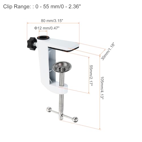 PATIKIL 0.47" Hole Dia. Desk Clamp, Universal Bracket Adjustable C-Clamp Base for Microphone Mic Arm Table Lamp Mount Holder, White