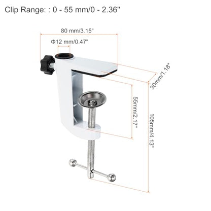 PATIKIL 0.47" Hole Dia. Desk Clamp, Universal Bracket Adjustable C-Clamp Base for Microphone Mic Arm Table Lamp Mount Holder, White