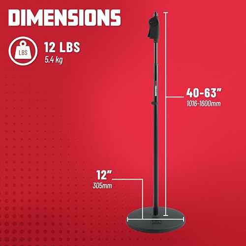 Gator Frameworks Microphone Stand with 12" Weighted Base and Deluxe Soft Grip Squeeze Height Adjustment, (GFW-MIC-1201) - style: 12" Weighted Base - Deluxe Height Adjust