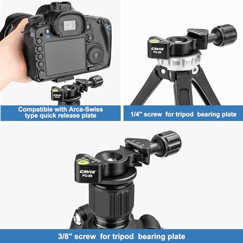 Mini Fish Bone Style Quick Release Clamp - Arca Clamp with 3/8"-1/4" Screw Adapter for Tripod Ball Head Compatible with Arca Swiss Plate