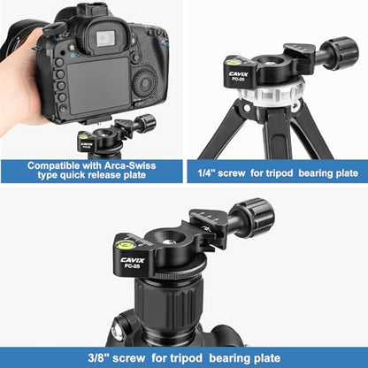 Mini Fish Bone Style Quick Release Clamp - Arca Clamp with 3/8"-1/4" Screw Adapter for Tripod Ball Head Compatible with Arca Swiss Plate