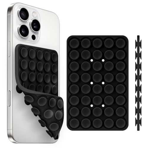 Yojaro Silicone Suction Cup Phone Case Mount Double Sided, Phone Accessories Hands-Free Strong Grip Holder for Selfies and Videos, Silicon Phone Stand for iPhone and Android Black - color: Black