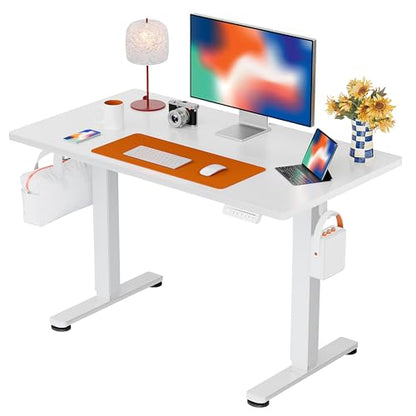 ErGear Height Adjustable Electric Standing Desk, 40 x 24 Inches Sit Stand up Desk, Memory Computer Home Office Desk, White - color: White, size: 39.4 X 23.6 Inches