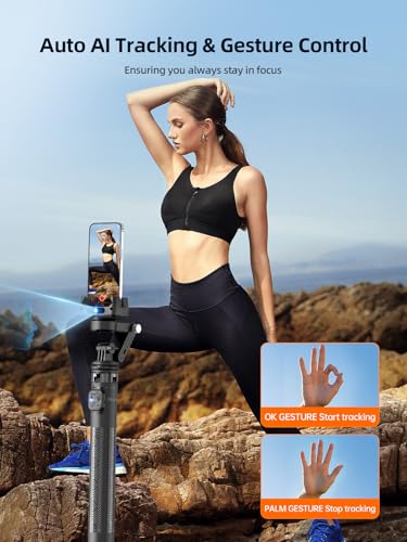 Rollei Auto Face Tracking Tripod, Smartphone Gimbal Stabilizer 61'' Selfie Stick Tripod Holder 360° Rotation for iPhone/Android Stand for Filming Streaming Tiktok Video Vlog - style: Easy Creator Gimbal