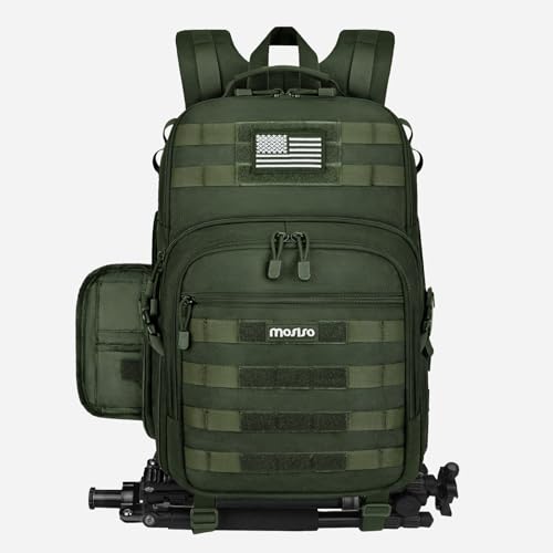 MOSISO Camera Backpack, DSLR/SLR/Mirrorless Tactical Camera Bag Case with Laptop Compartment Compatible with Canon/Nikon/Sony, Army Green - color: Army Green