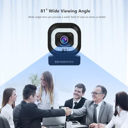 4K Webcam with 5-Level LED Light, 12MP Camera, USB Webcam with Dual Noise-canceling Microphones, PDAF Fast Auto Focus, Remote Control, 360° Rotation, Perfect for Live streaming, Online Meeting - style: 4K Webcam with Light