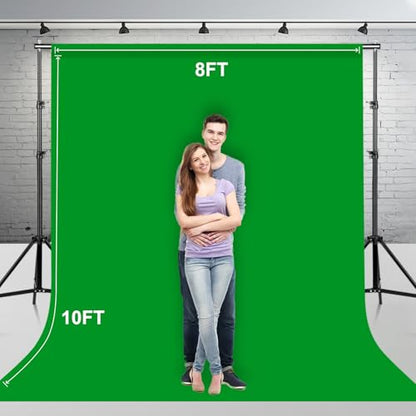 BEIYANG 8 Ft x 10 Ft Photography Backdrop Green Screen, Green Background Fabric Wrinkle Resistance, Greenscreen Photo Background for Chromakey Photo Studio Video Shooting - color: Green, size: 8x10ft
