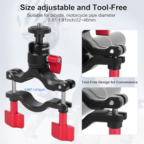 Heavy Duty Aluminum Handlebar Mount for Action Cameras - Bike & Motorcycle Clamp Bracket for GoPro, Insta360 X4/X3, DJI Osmo Action - Stable Off-Road Filming