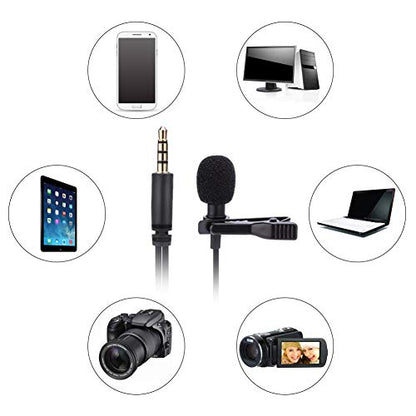 Lavalier Microphones, Wired Clip-on Lapel Headset High Sensitivity Low Noise Clear Voice Wide Dynamic Range Hands Headset Microphone Mic with 3.5mm Jack