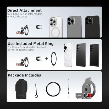 BRDRC Pocket 3 4 Magnetic Mount, Phone Holder for MagSafe Aluminum Alloy Magnet Expansion Adapter with Cold Shoe for DJI OSMO Pocket 3 4 Creator Combo/For Xtra Muse accessories (with Protective Cover)