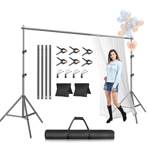 EMART Photo Backdrop Stand kit, 6.9 x 10 ft Back Drop Adjustable Frame for Photography, Photoshoot Banner Background Support Holder for Parties Dectoration - size: 6.9x10ft