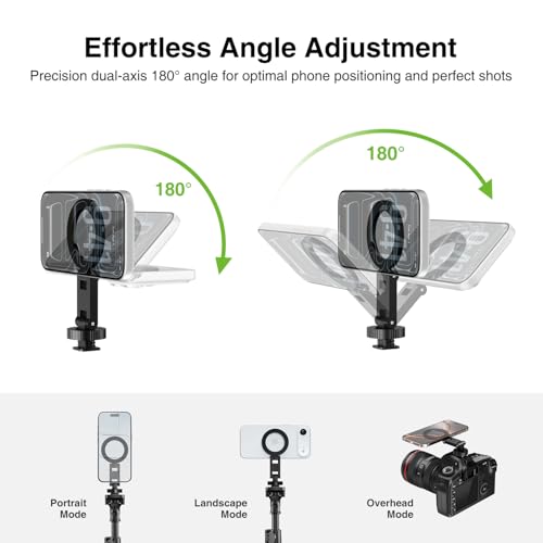 elitehood Magsafe Tripod Mount Adapter with 1/4” Screw & Hot Shoe, Lightweight Compact Cell Phone Tripod Mount for Camera, iPhone Camera Holder with Dual Hinges for iPhone 17 16 15 14 13 Series - size: 2.5 inches arm with Cold Shoe Base