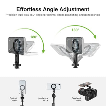 elitehood Magsafe Tripod Mount Adapter with 1/4” Screw & Hot Shoe, Lightweight Compact Cell Phone Tripod Mount for Camera, iPhone Camera Holder with Dual Hinges for iPhone 17 16 15 14 13 Series - size: 2.5 inches arm with Cold Shoe Base