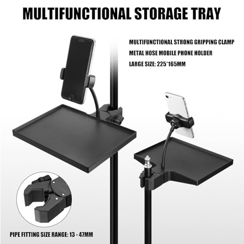 Microphones Sound Card Stand Tray for Music Interfaces Accessories with Strong Clamp Fit for 13-47mm Tube ABS Build - color: Black