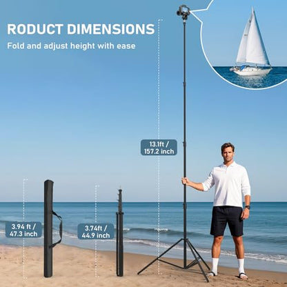 13.1' Heavy Duty Light Stand Photography Sky High Tripod 157.2in/4m/400cm with Built-in Spring Cushion with 1/4"& 3/8" Screw Adapter Compatible with Most Cameras - size: Built-in Spring 13.1'