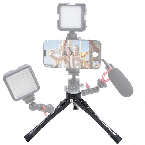 FocusFoto Aluminum Mini Desktop Tripod with 360° Ball Head & Universal Phone Adapter KIT for Mirrorless Camera - for Vlogging, Product Photography, and Live Streaming - style: Tripod + 360° Ballhead + Phone Adapter