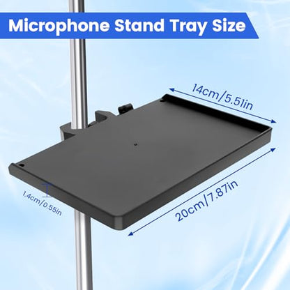 Sound Card Clip On Tray, Microphone Stand Tray, Multi functional Live Streaming Pole mount shelf sheet music Stand Clamp percussion table karaoke mic stand accessories -S-8X6inch - size: 200*140mm