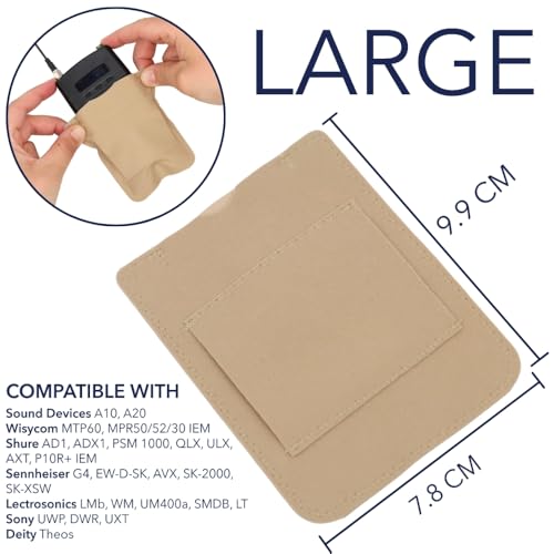 URSA Belt Pouch with Clips - Versatile Rigging for Wireless Transmitters (Beige, Large) - color: Beige, size: Large