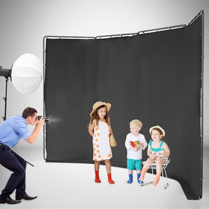 7.87ft x 13.12ft Green Screen Backdrop with Stand, Large Collapsible Green Backdrop w/Stand Foldable Frame for Parties Photography Video Shooting Live Streaming Gaming YouTube Creators (Black) - color: Black