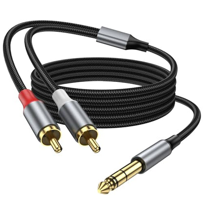 6.35mm TRS to Dual RCA Audio Cable 6.6FT, Quarter inch TRS to RCA Audio Cable 6.35mm Stereo Jack to Dual RCA Insert Cable Y Splitter Cable. - size: 6.6FT
